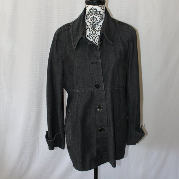 Kenar Sport Coat Jacket Blazer Gray Denim Pleated Size XL Pre-Loved EUC - Picture 2 of 13